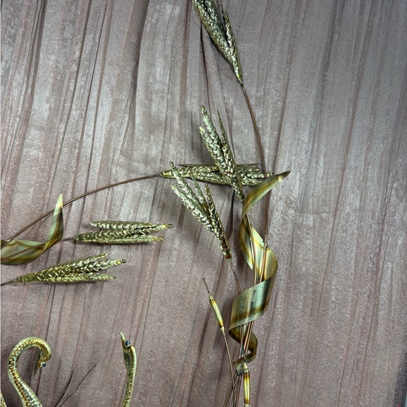 vintage mid-century modern metal and wood wall hanging